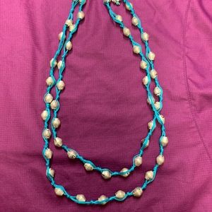 Lucky Brand Turquoise String & Rustic Silver Bead